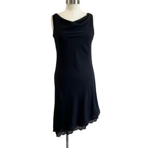 Alyn Paige Black Sleeveless Draped Scoop Neck Asymmetrical Hem Dress Sz 5/6